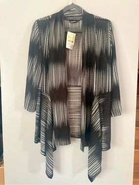 Initiatives Asymmetrical Mesh Open Front Cardigan - Size S